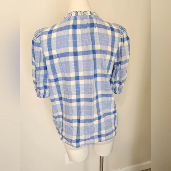 Vineyard Vines Plaid Ruffle Neck Puff Sleeve Size Medium EUC - Picture 5 of 9